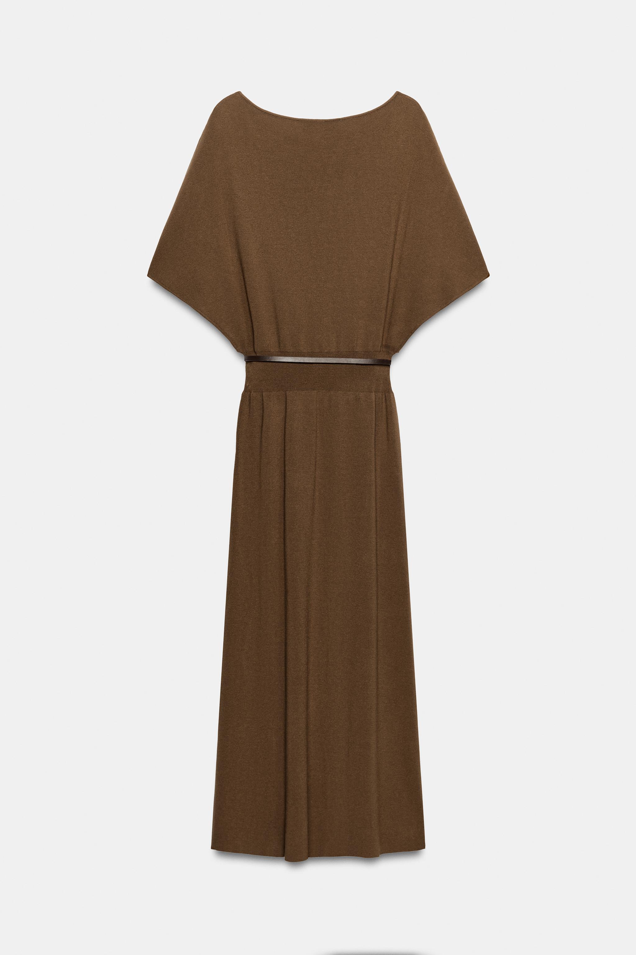 BELTED KNIT MIDI DRESS